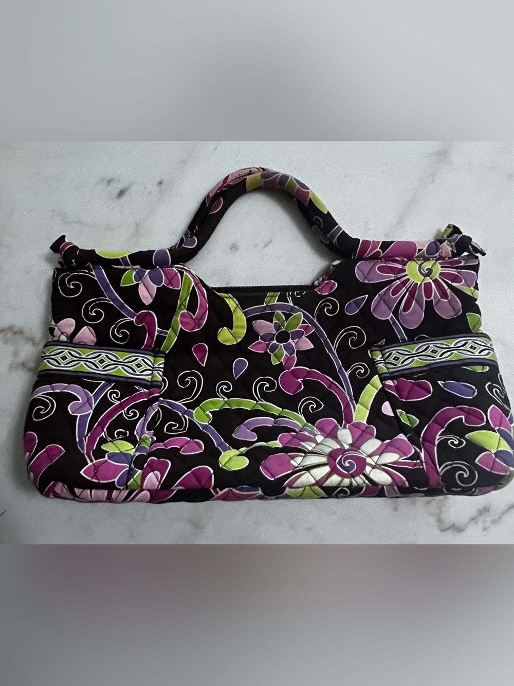 Vera Bradley Retired Purple Punch Pattern Quilted Cotton Handbag